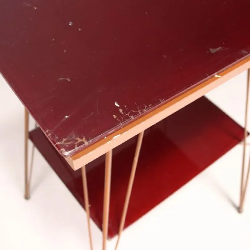 Discount Pamono Vintage Side Table with Metal Frame and Double Glass Top, 1960s