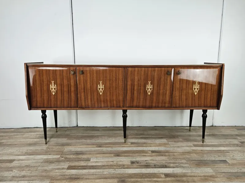 Pamono Vintage Sideboard in Mahogany with Glass Top, 1960