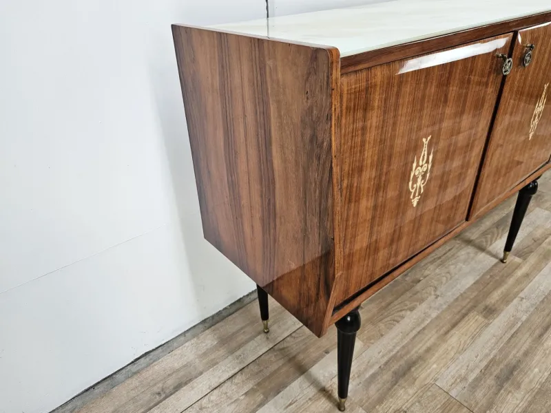 Pamono Vintage Sideboard in Mahogany with Glass Top, 1960