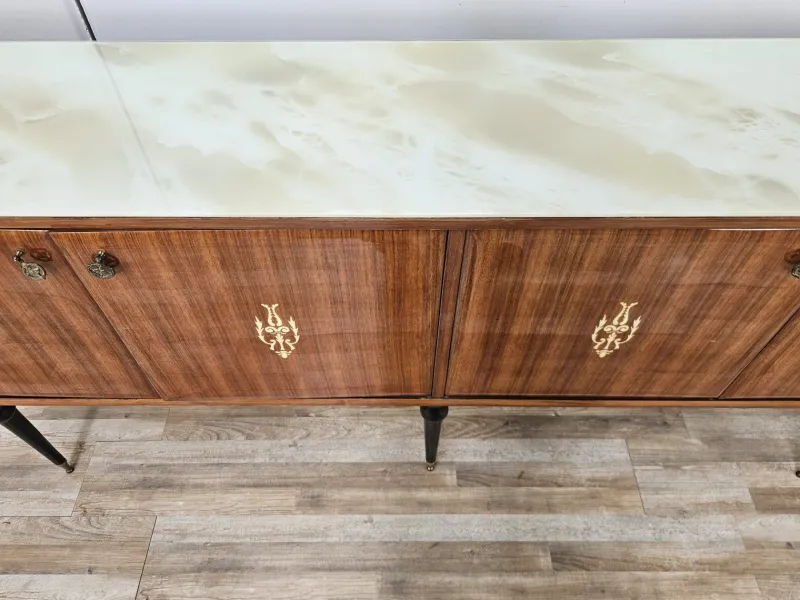 Pamono Vintage Sideboard in Mahogany with Glass Top, 1960
