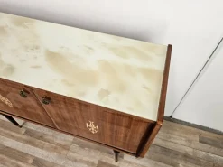 Pamono Vintage Sideboard in Mahogany with Glass Top, 1960