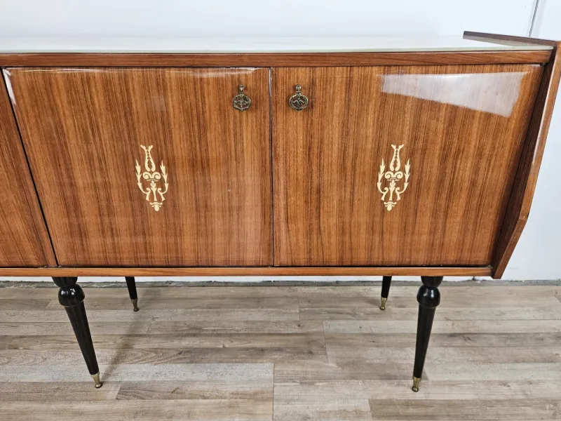 Pamono Vintage Sideboard in Mahogany with Glass Top, 1960