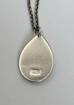 Pamono Vintage Silver 925 and Turquoise with Diamond Pendant Necklace><noscript><img width=