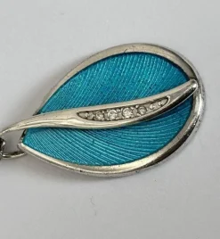 Pamono Vintage Silver 925 and Turquoise with Diamond Pendant Necklace><noscript><img width=