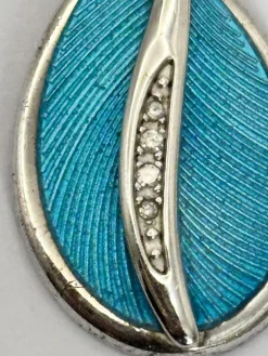 Pamono Vintage Silver 925 and Turquoise with Diamond Pendant Necklace><noscript><img width=
