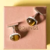 Pamono Vintage Silver and Tigereye Cufflinks by Arvo Saarela, 1963, Set of 2> Cufflinks