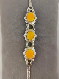 Pamono Vintage Silver Bracelet with Baltic Amber Stones> Bracelets
