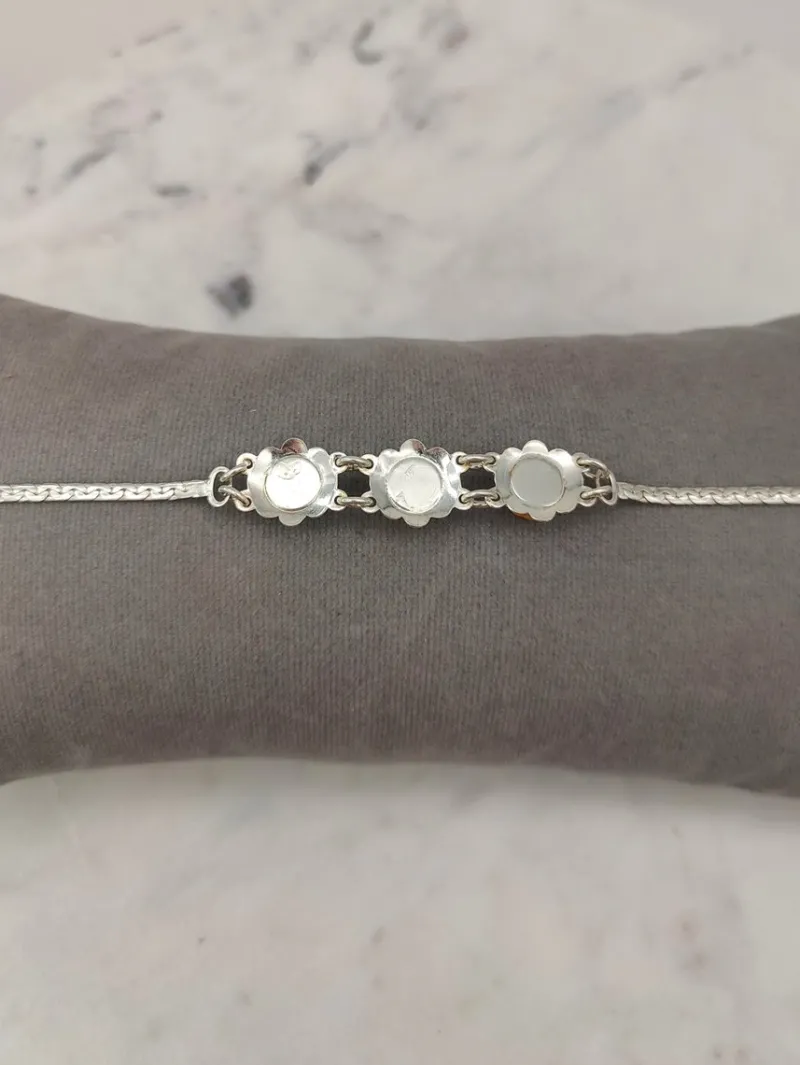 Pamono Vintage Silver Bracelet with Baltic Amber Stones> Bracelets