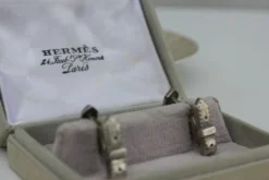 Hot Pamono Vintage Silver Cufflinks in Original Box from Hermes