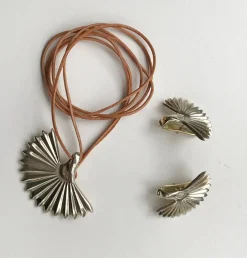Discount Pamono Vintage Silver Earrings & Pendant Set from Loewe, Set of 3