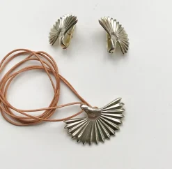 Discount Pamono Vintage Silver Earrings & Pendant Set from Loewe, Set of 3