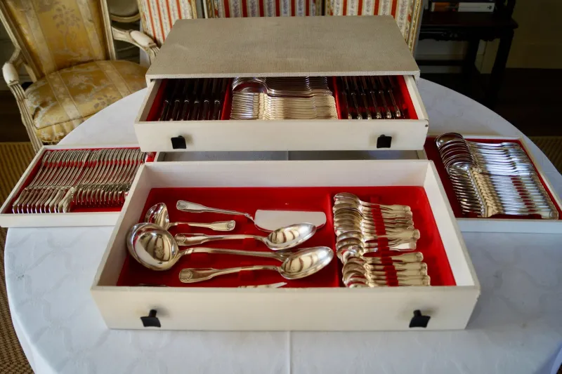 Clearance Pamono Vintage Silver Plate Flatware Cutlery Set from Orfèvrerie Francois Frionet, 1959, Set of 80