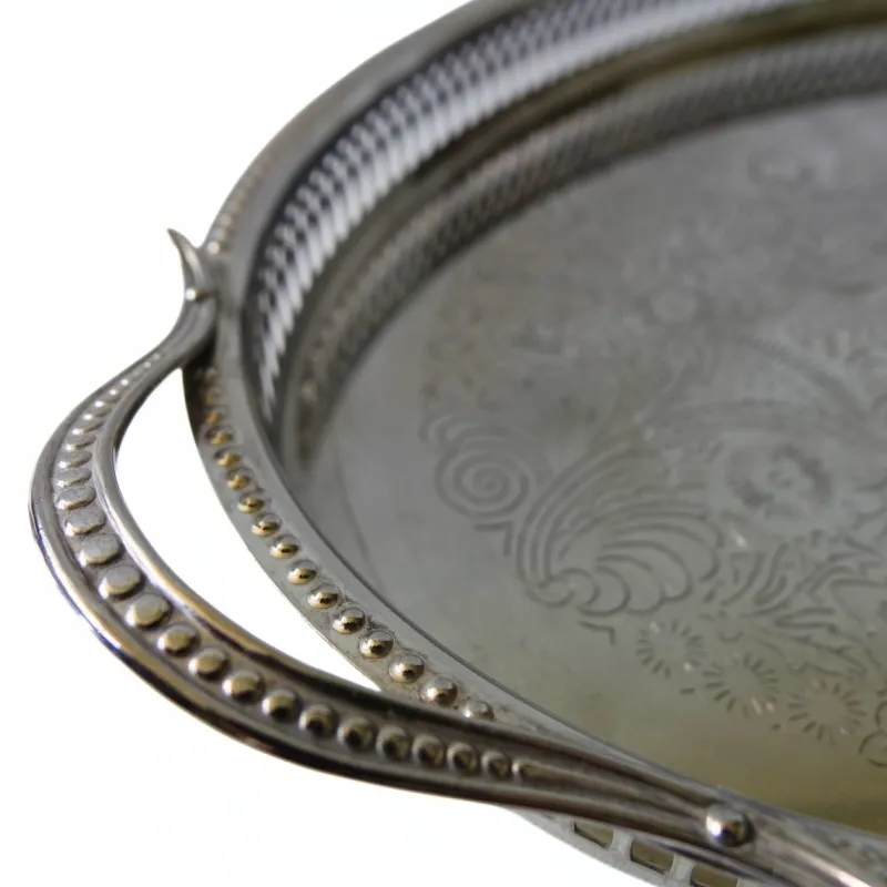 Pamono Vintage Silver Plated Tray with Handles from Scandia Present, Sweden, 1950s> Trays