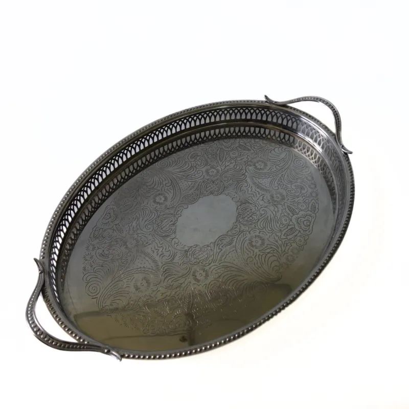 Pamono Vintage Silver Plated Tray with Handles from Scandia Present, Sweden, 1950s> Trays