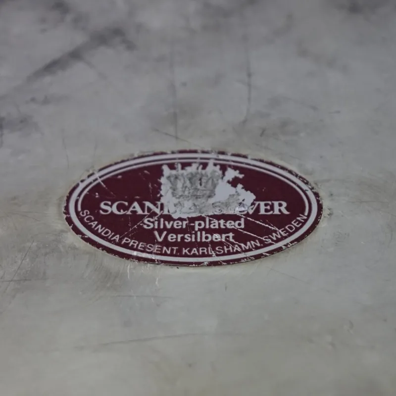 Outlet Pamono Vintage Silver Plated Tray with Handles from Scandia Present, Sweden