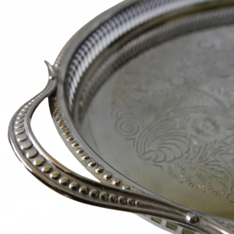 Outlet Pamono Vintage Silver Plated Tray with Handles from Scandia Present, Sweden