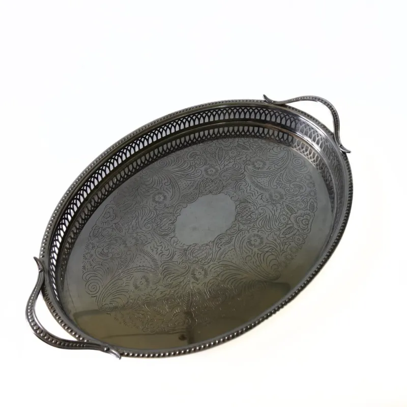Outlet Pamono Vintage Silver Plated Tray with Handles from Scandia Present, Sweden