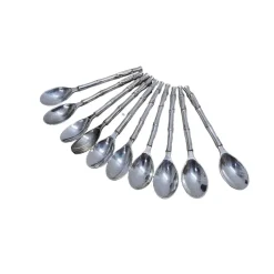 New Pamono Vintage Silver-Plated Bamboo Motif Teaspoons, 1980s, Set of 10