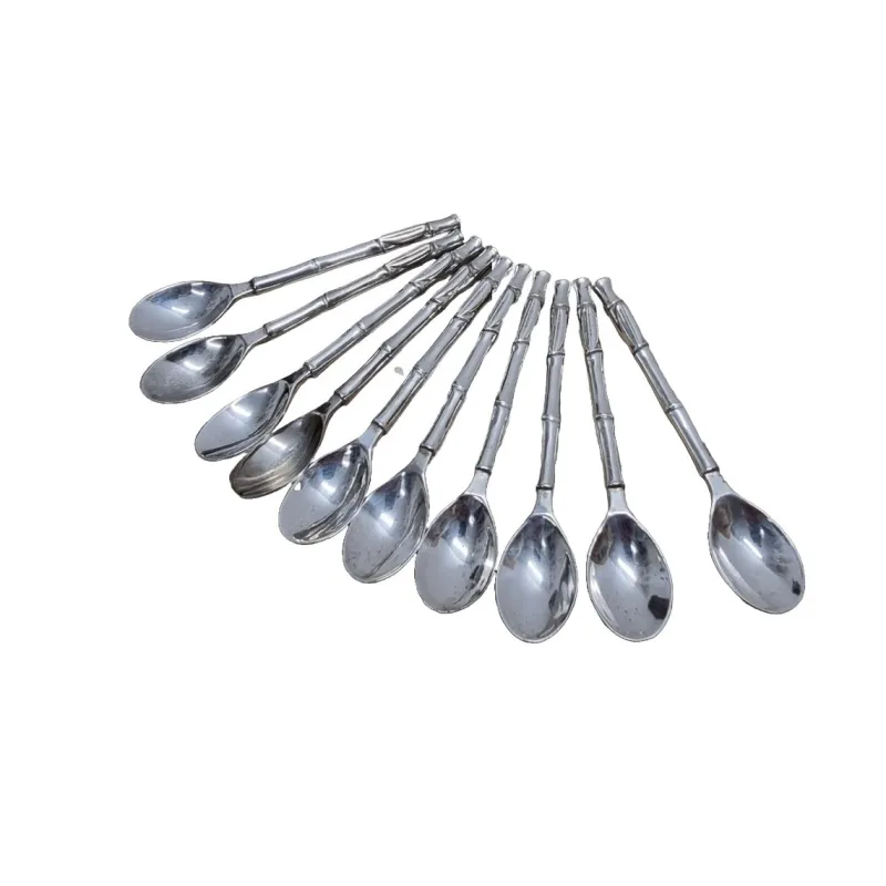 New Pamono Vintage Silver-Plated Bamboo Motif Teaspoons, 1980s, Set of 10