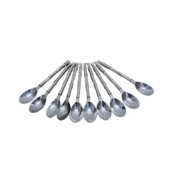 New Pamono Vintage Silver-Plated Bamboo Motif Teaspoons, 1980s, Set of 10