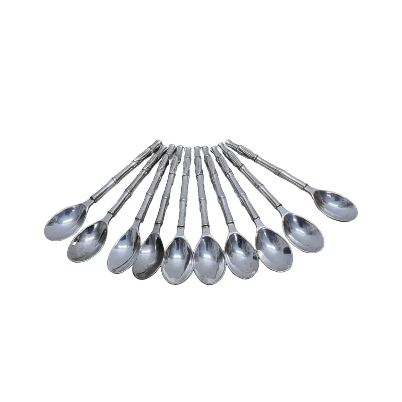 New Pamono Vintage Silver-Plated Bamboo Motif Teaspoons, 1980s, Set of 10