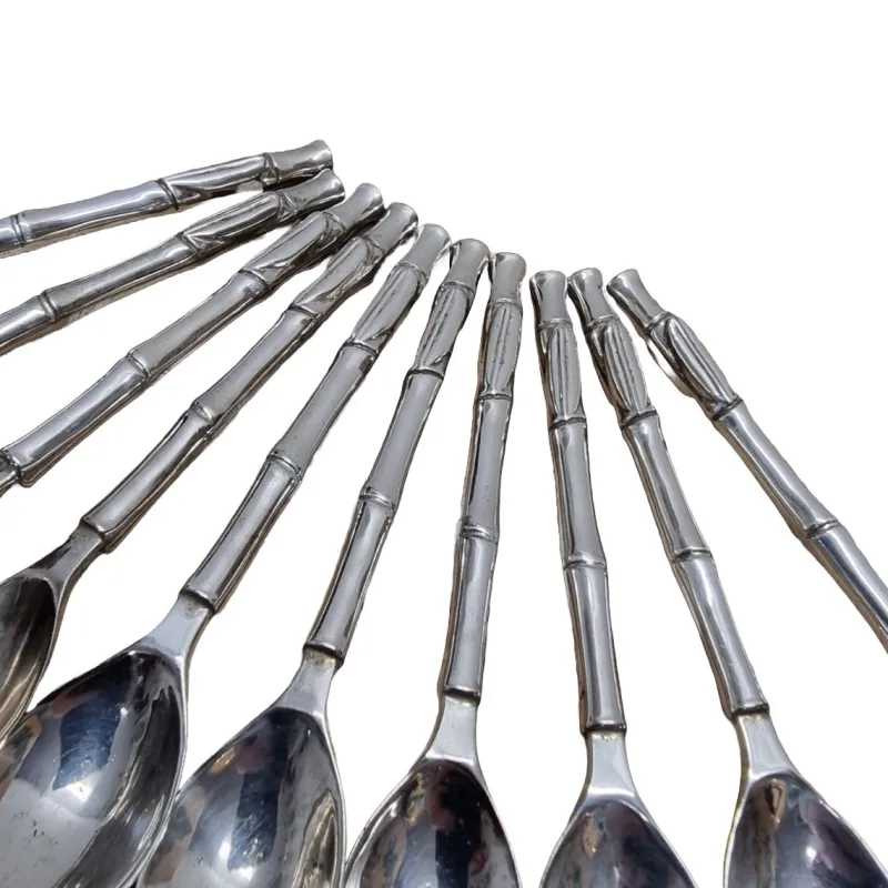 New Pamono Vintage Silver-Plated Bamboo Motif Teaspoons, 1980s, Set of 10