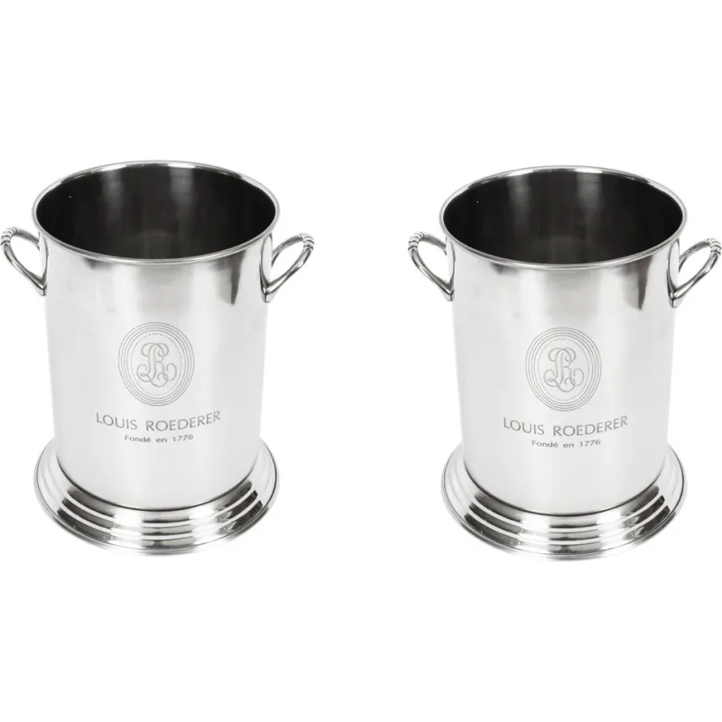 Pamono Vintage Silver-Plated Champagne Coolers by Louis Roederer, 1980s, Set of 2> Ice Buckets & Wine Coolers