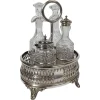 Pamono Vintage Silver-Plated Cruet Set with Cut and Beveled Crystal Glass Bottles, 1950s, Set of 5