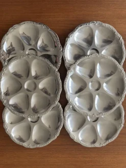 Pamono Vintage Silver-Plated Oyster Plates, Set of 6> Dinner Plates & Bowls