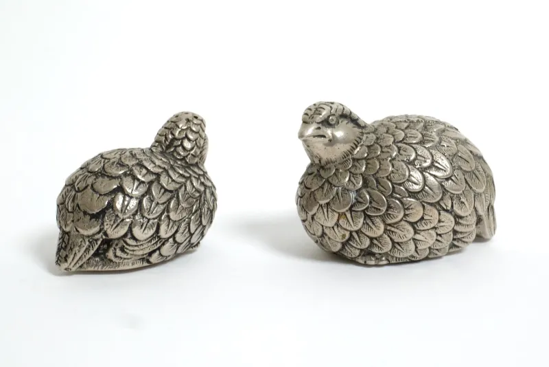 Pamono Vintage Silver-Plated Quail Salt and Pepper Shakers from Gucci, 1960s, Set of 2