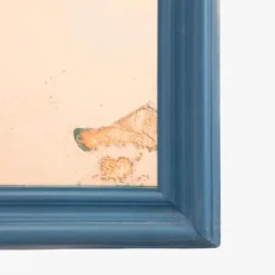 Pamono Vintage Spanish Mirror in Blue Wooden Frame, 1950s><noscript><img width=