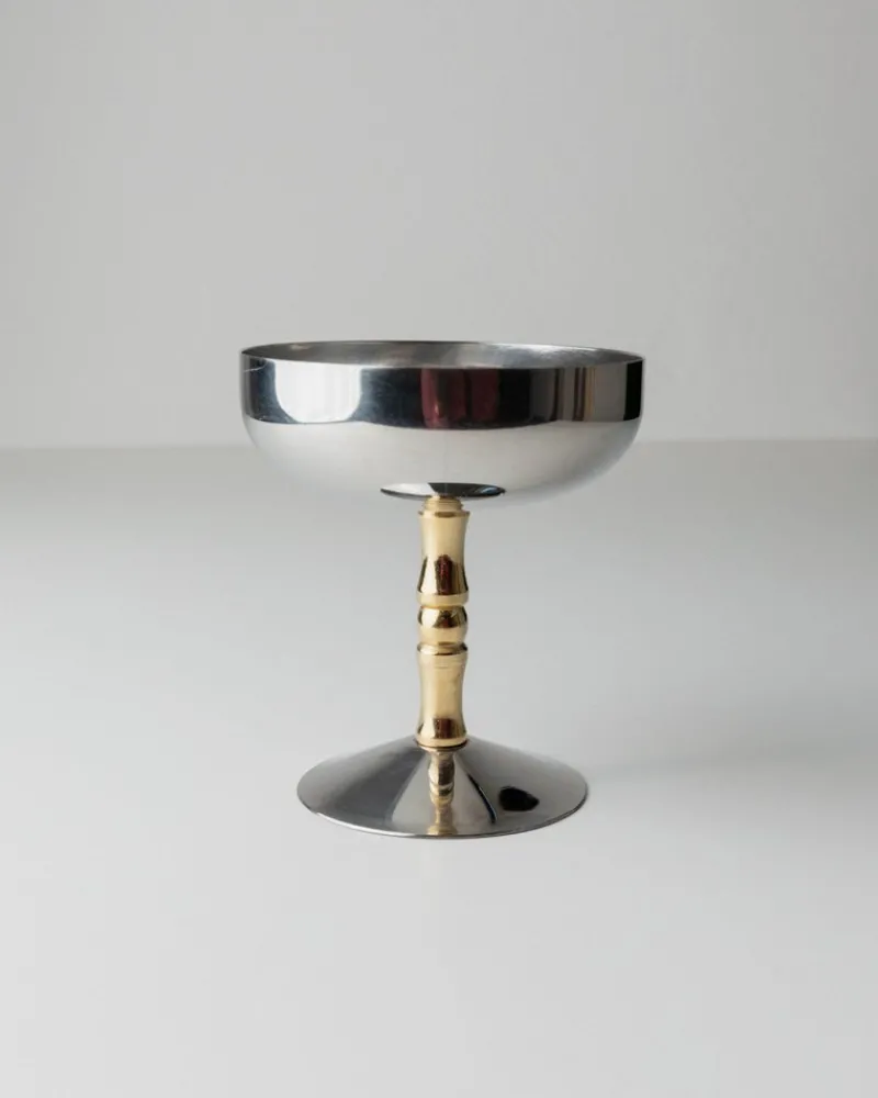 Sale Pamono Vintage Stainless Steel Champagne Bowls in Bamboo, Italy, 1970s, Set of 6