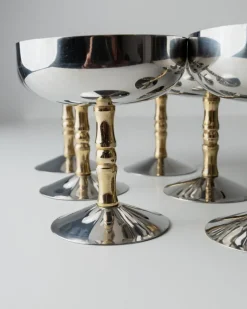 Sale Pamono Vintage Stainless Steel Champagne Bowls in Bamboo, Italy, 1970s, Set of 6