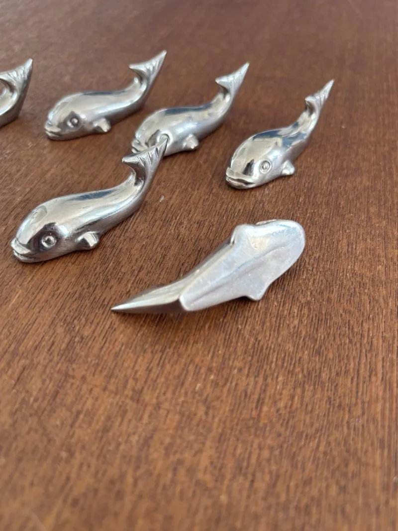 Pamono Vintage Stainless Steel Whale Knife Rests, Set of 6