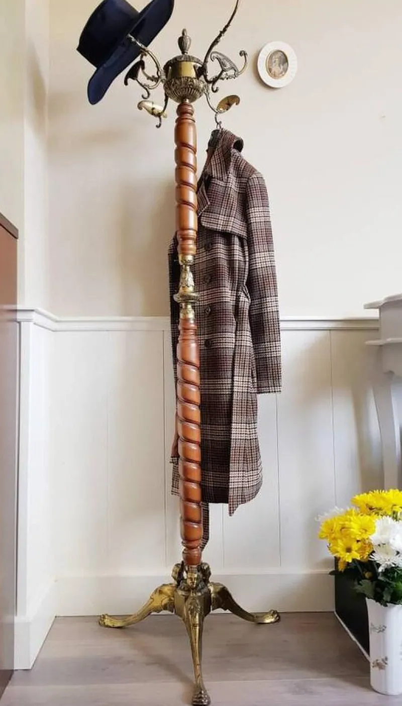 Clearance Pamono Vintage Standing Coat Rack in Wood Coat Stand Rack with Hooks