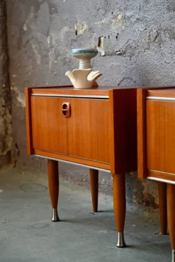 Pamono Vintage Style Scandinavian Bedside Tables or Nightstands, 1970s, Set of 2><noscript><img width=