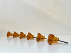 Pamono Vintage Swedish Amber Glass Knobs, 1960s, Set of 6