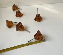 Pamono Vintage Swedish Amber Glass Knobs, 1960s, Set of 6