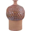 Clearance Pamono Vintage Swedish Clay Vase with Flower Buds in Relief from Rolf Fagerberg, 1970s