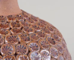 Clearance Pamono Vintage Swedish Clay Vase with Flower Buds in Relief from Rolf Fagerberg, 1970s
