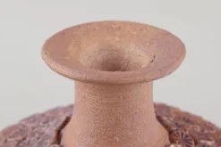 Clearance Pamono Vintage Swedish Clay Vase with Flower Buds in Relief from Rolf Fagerberg, 1970s