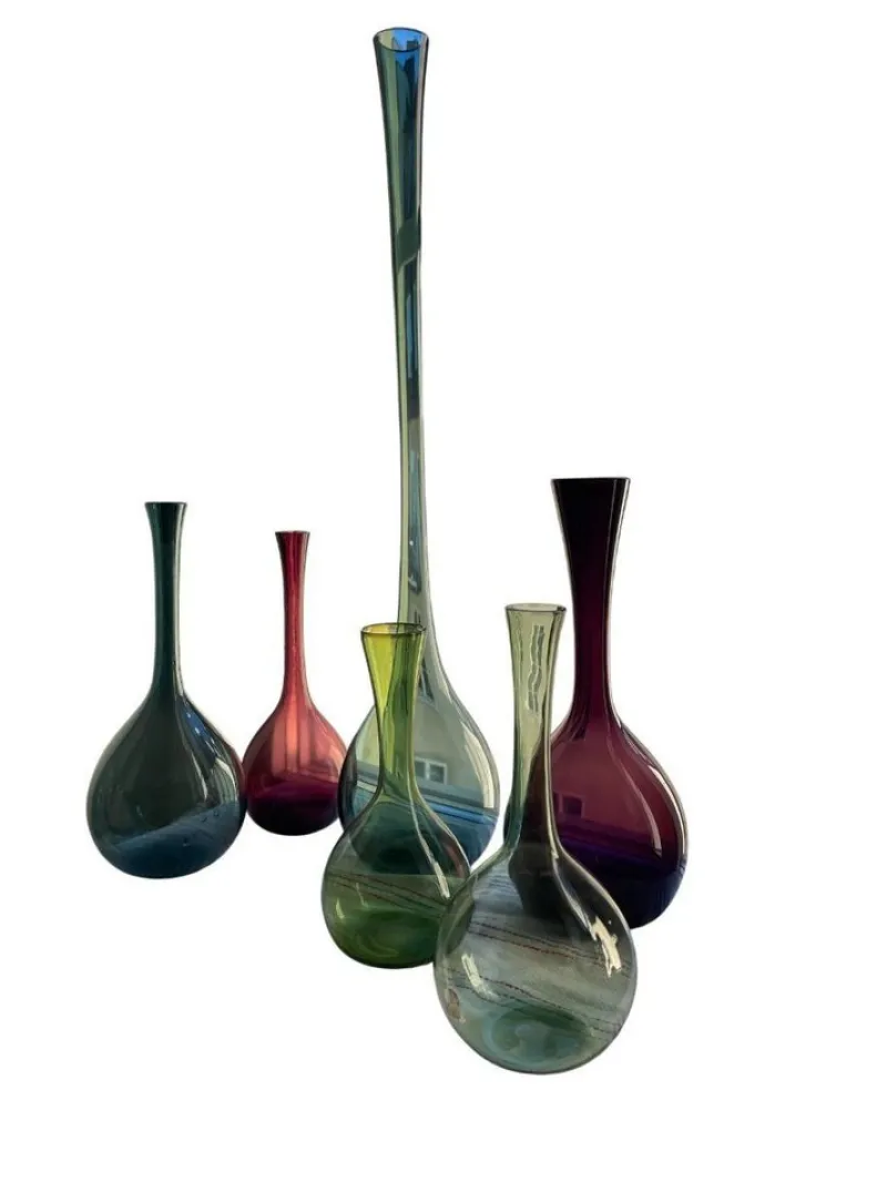 Clearance Pamono Vintage Swedish Handblown Glass Vases by Arthur Percy for Gullaskruf, 1950s, Set of 6