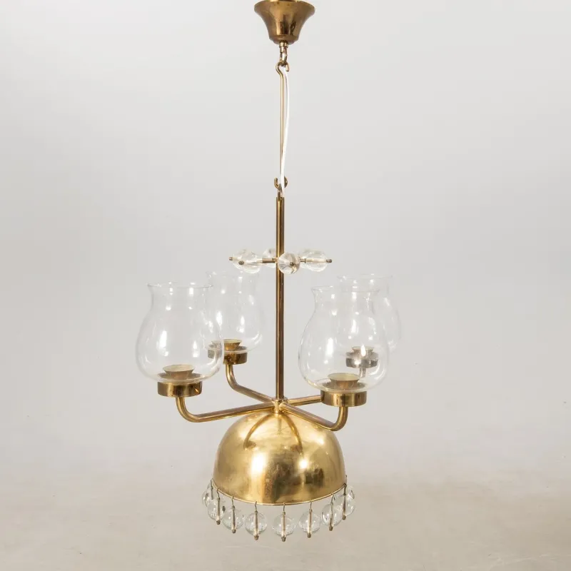 Best Pamono Vintage Swedish Pendant in Brass and Glass by Erik Höglund, 1960