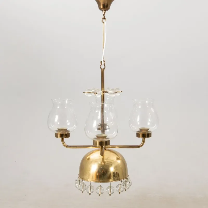 Best Pamono Vintage Swedish Pendant in Brass and Glass by Erik Höglund, 1960