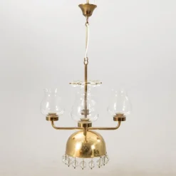 Best Pamono Vintage Swedish Pendant in Brass and Glass by Erik Höglund, 1960