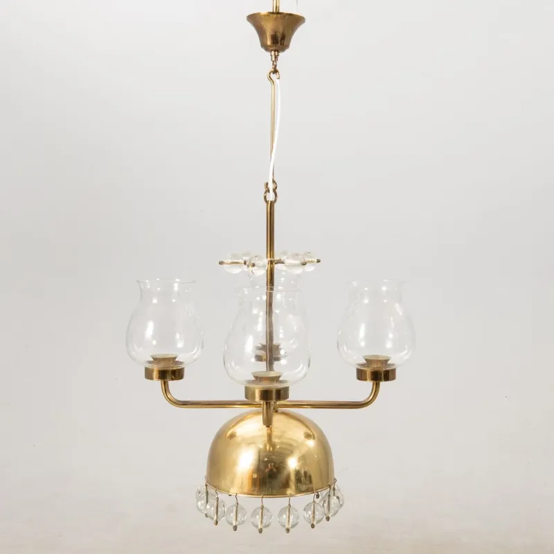 Best Pamono Vintage Swedish Pendant in Brass and Glass by Erik Höglund, 1960