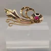 Pamono Vintage Synthetic Ruby Gold Brooch by Eino Westerback> Brooches