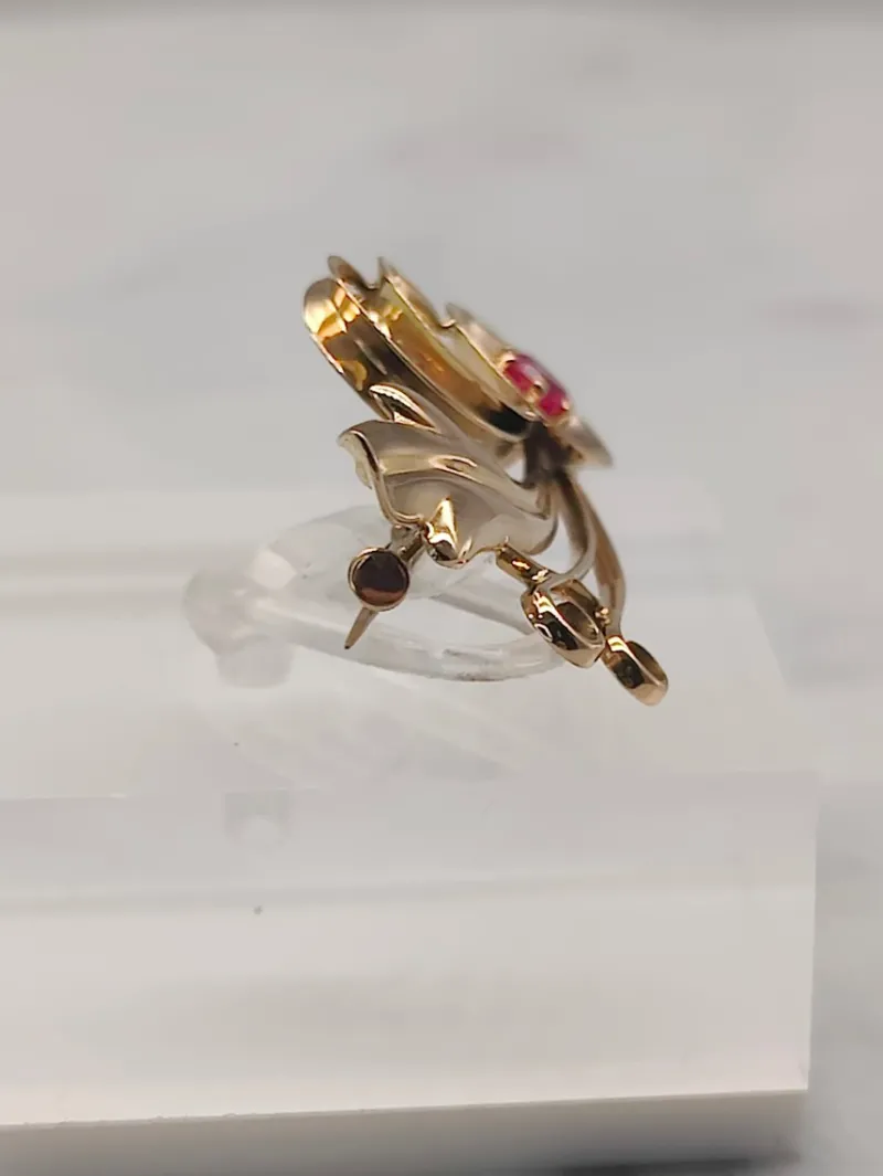 Pamono Vintage Synthetic Ruby Gold Brooch by Eino Westerback> Brooches