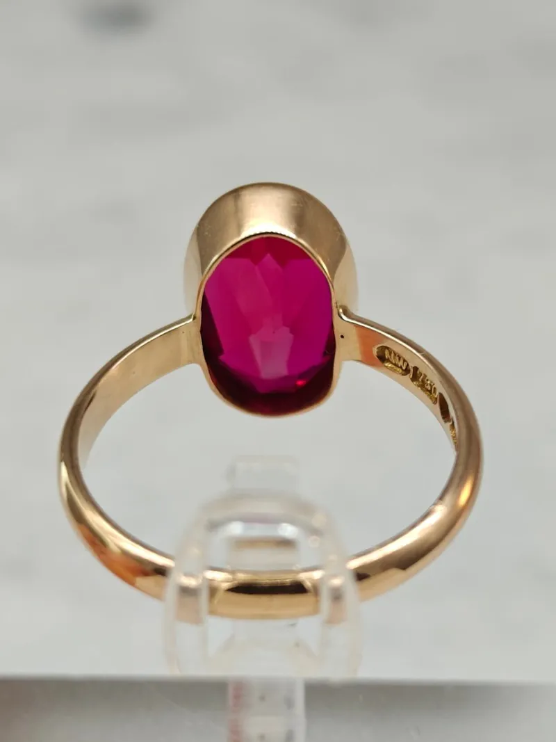 Pamono Vintage Synthetic Spinel Gold Ring, 1946> Rings