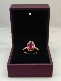 Pamono Vintage Synthetic Spinel Gold Ring, 1946><noscript><img width=